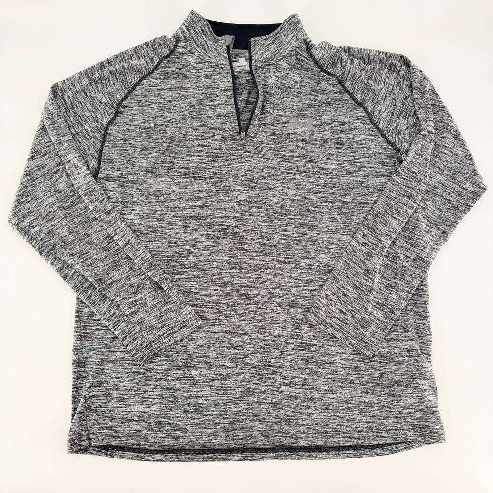 UNDER ARMOUR Mens Heather Gray HeatGear Quarter Zip Long Sleeve Pullover Large